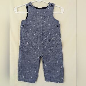 Janie & Jack Chambray Nautical Overalls - 0/3 mo